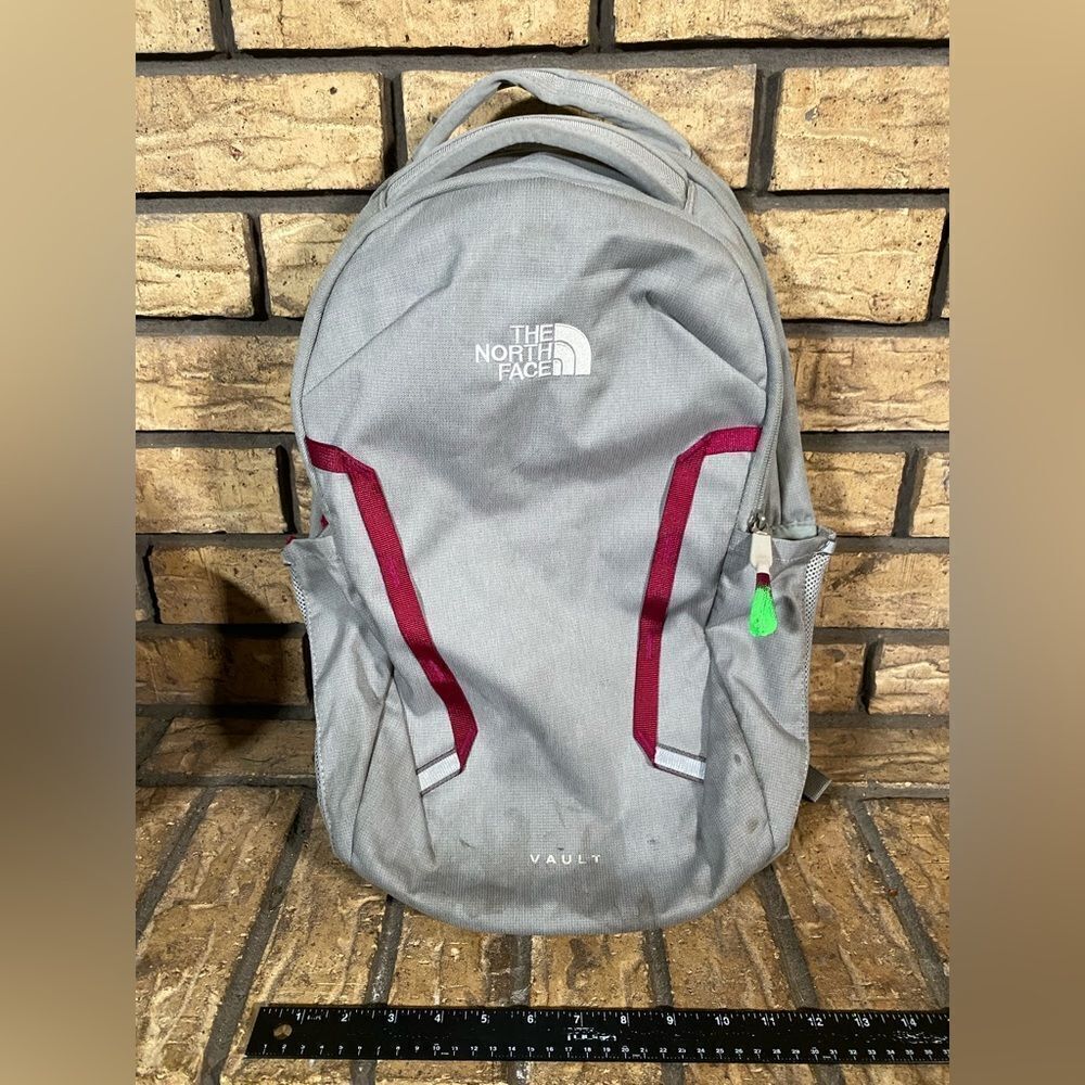 Grey and purple the north face backpack